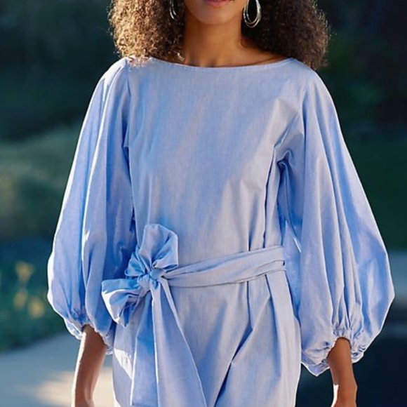 NWT Margo Baridon Chambray Maxi Dress S - Picture 1 of 4